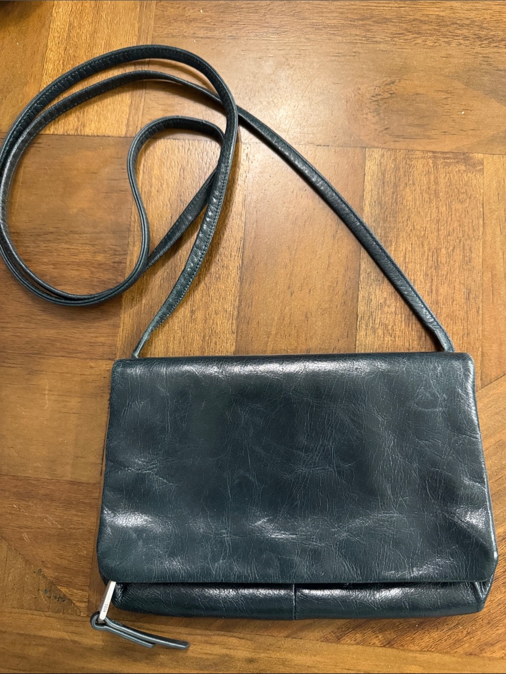 Hobo Leather Crossbody Bag in Dark Teal/Green